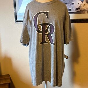 Colorado Rockies Mens XL Premier Gray and Purple Graphic Short Sleeve Tee